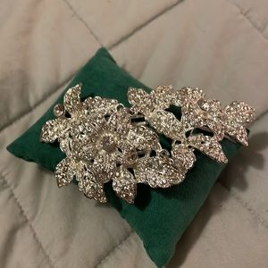 Hair Comb, silver and rhinestone